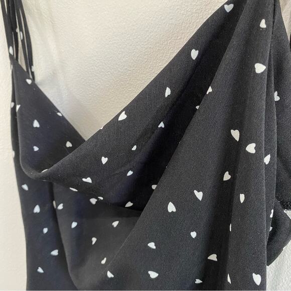 NWT Lioness String Along Mini Dress Black Heart Print Ruched Adjustable 4 - Picture 5 of 15